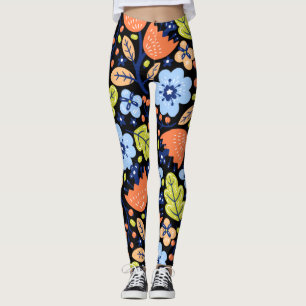 Flower pattern colourful shining leggings