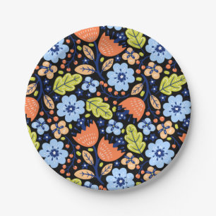 Flower pattern colourful shining paper plate