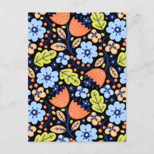 Flower pattern colourful shining postcard