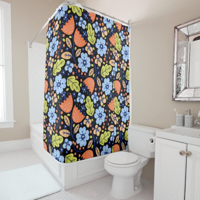 Flower pattern colourful shining   shower curtain (In Situ)