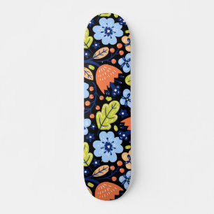 Flower pattern colourful shining skateboard