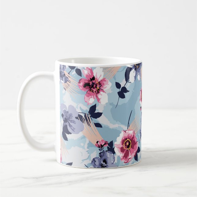 flower pattern design textile illustrationart,back coffee mug (Left)