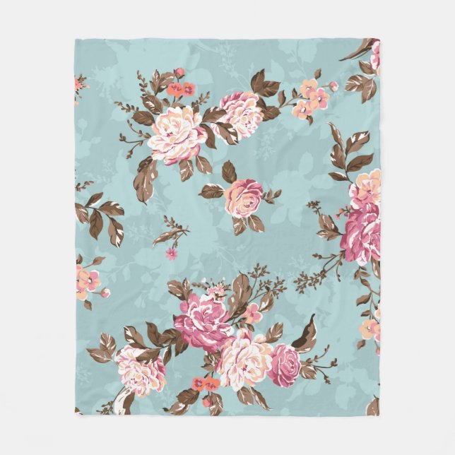 flower pattern design textile illustrationart,back fleece blanket (Front)