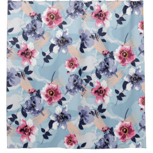 flower pattern design textile illustrationart,back shower curtain