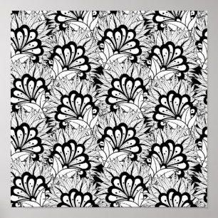 Flower Pattern Doodle 2 Poster