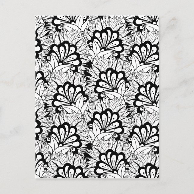 Flower Pattern Doodle Postcard (Front)