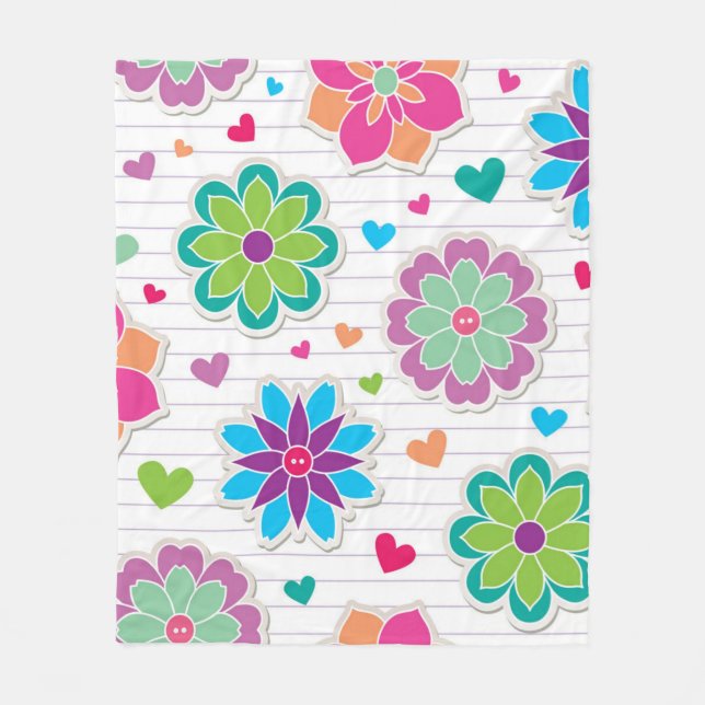 Flower pattern fleece blanket (Front)