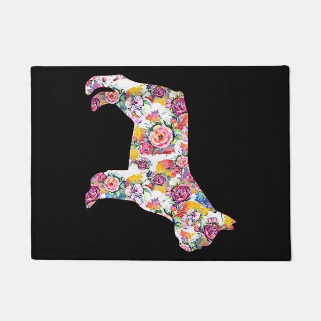 Flower Pattern Frenchie French Bulldogs Lover Gift Doormat (Front)