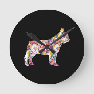 Flower Pattern Frenchie French Bulldogs Lover Gift Round Clock