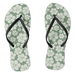 Flower Pattern - Green Jandals
