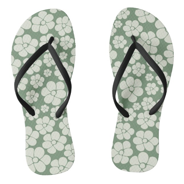 Flower Pattern - Green Jandals (Footbed)