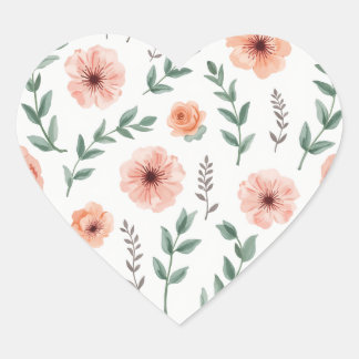 Flower pattern heart sticker