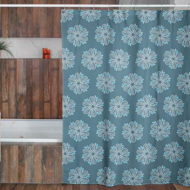 Flower Pattern in blue and white Shower Curtain (Creator Uploaded)