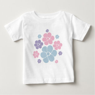 Flower Pattern in Blue, Lilac, and Pink Baby T-Shirt