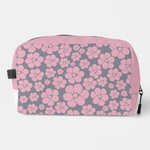 Flower Pattern in Grey and Pink Dopp Kit