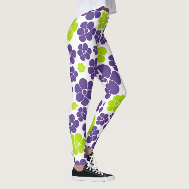 Flower Pattern in Lime Green and Purple Leggings (Right)
