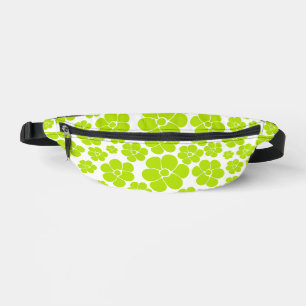 Flower Pattern in Lime Green and White Bum Bags