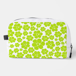 Flower Pattern in Lime Green and White Dopp Kit