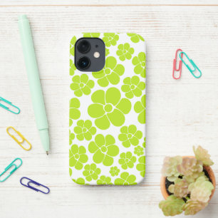 Flower Pattern in Lime Green and White  iPhone 12 Mini Case