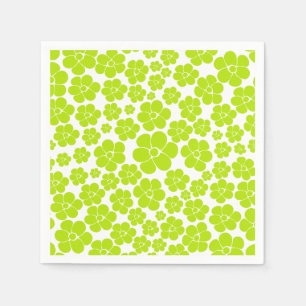Flower Pattern in Lime Green and White  Napkin