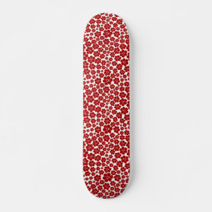 Flower Pattern in Red and White Skateboard
