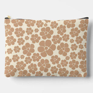 Flower Pattern in Tan and Cream Accessory Pouch