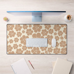 Flower Pattern in Tan and Cream Desk Mat