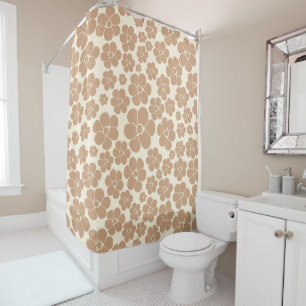 Flower Pattern in Tan and Cream Shower Curtain