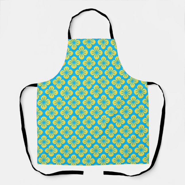 Flower Pattern in Yellow and Turquoise Apron (Front)