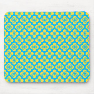 Flower Pattern in Yellow and Turquoise Mouse Pad