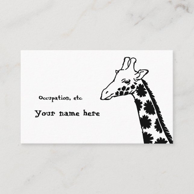 [Flower Pattern Kirin (Black)] A giraffe with flor Business Card (Front)