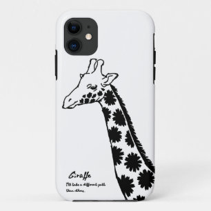 [Flower Pattern Kirin (Black)] A giraffe with flor Case-Mate iPhone Case