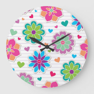 Flower pattern large clock