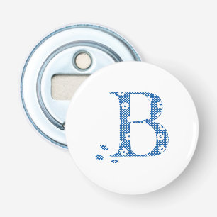 Flower Pattern Letter B (blue) Bottle Opener