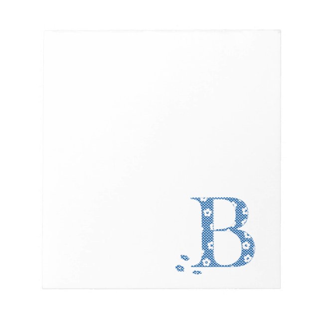 Flower Pattern Letter B(blue) Notepad (Front)