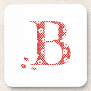 Flower Pattern Letter B (red) Coaster