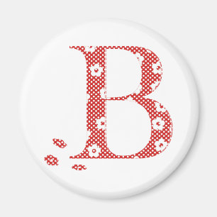 Flower Pattern Letter B (red) Magnet