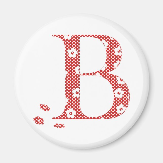 Flower Pattern Letter B (red) Magnet (Front)