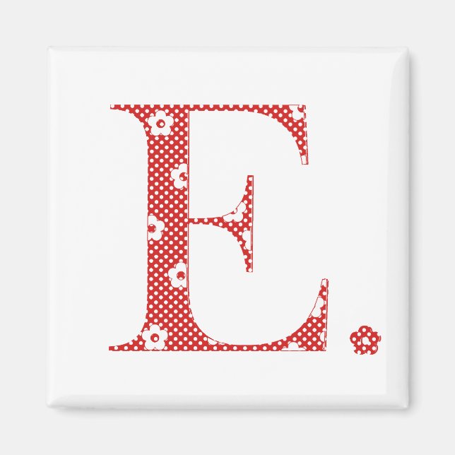 Flower Pattern Letter E(red) Magnet (Front)
