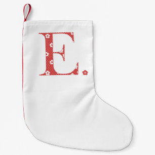 Flower Pattern Letter E(red) Small Christmas Stocking