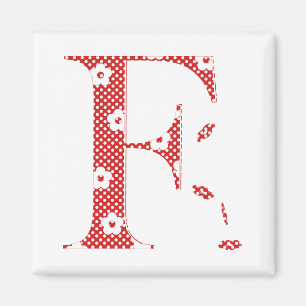 Flower Pattern Letter F(red) Magnet
