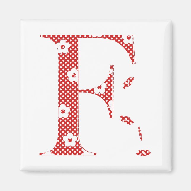 Flower Pattern Letter F(red) Magnet (Front)