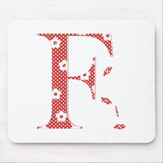 Flower Pattern Letter F(red) Mouse Pad