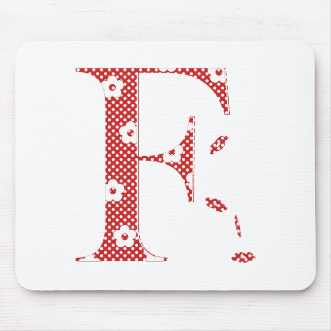 Flower Pattern Letter F(red) Mouse Pad (Front)
