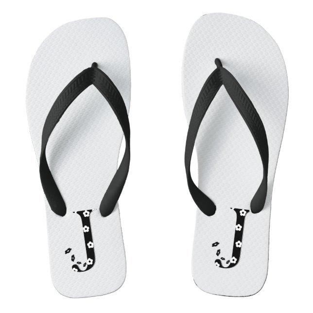 Flower Pattern Letter J Jandals (Footbed)