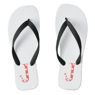 Flower Pattern Letter J (red) Jandals