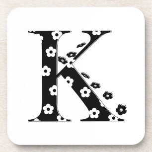 Flower Pattern Letter K Coaster