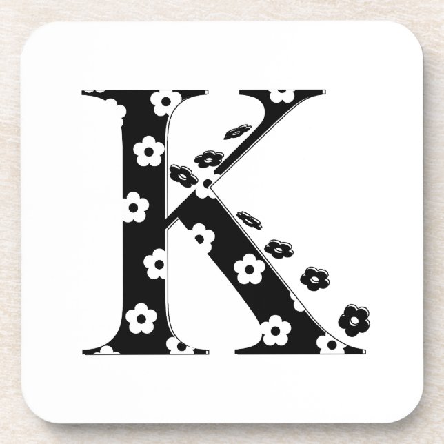 Flower Pattern Letter K Coaster (Front)