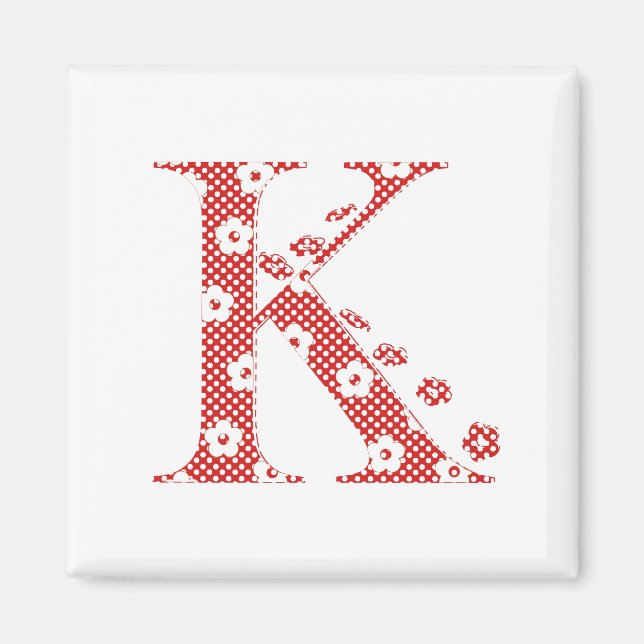 Flower Pattern Letter K(red) Magnet (Front)