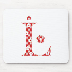 Flower Pattern Letter L(red) Mouse Pad